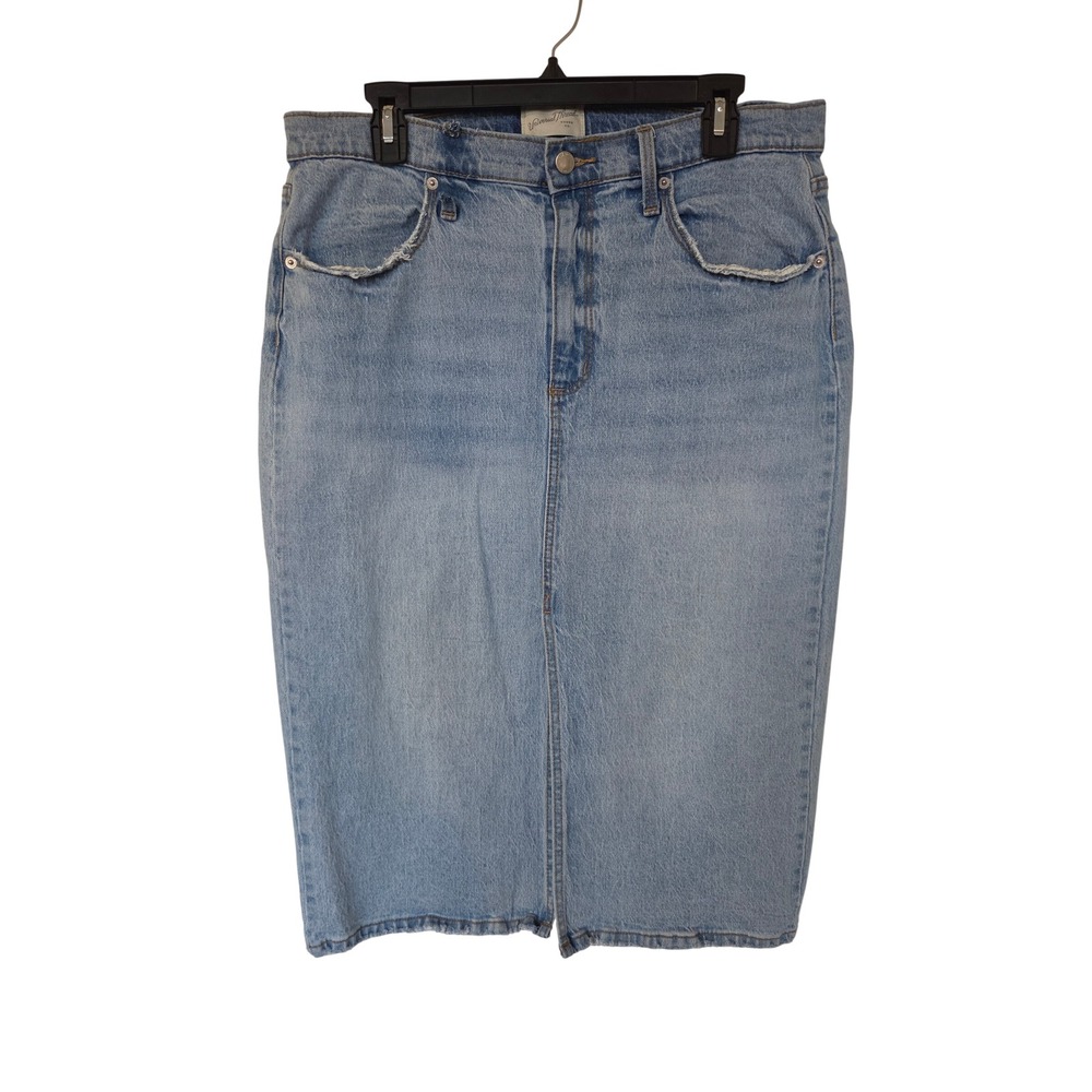 Denim Maxi Skirt Light Wash 12 Raw Hem 90s Y2K Concert Western Country Cowgirl